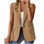 New Women's Suit Vest Solid Color Office Casual Top Cardigan Loose Simple Coat for Women