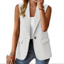 New Women's Suit Vest Solid Color Office Casual Top Cardigan Loose Simple Coat for Women