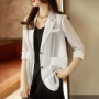 Thin Spring Summer Long Blazer Solid Temperament Formal Cardigan Button Pockets Simplicity Premium Women's Clothing 2022 Elegant