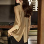 Thin Spring Summer Long Blazer Solid Temperament Formal Cardigan Button Pockets Simplicity Premium Women's Clothing 2022 Elegant