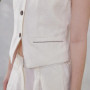 K2169W luxury womens clothing ladies waistcoat vest 100 linen clothes white