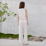 K2169W luxury womens clothing ladies waistcoat vest 100 linen clothes white