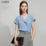 AMII Minimalism Chiffon Shirts & Blouses New Elegant Youth Woman Blouses Loose Fashion Casual Chic Tops Female Clothing 12612024