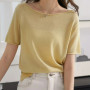 100 Percent Wool Womens Top TShirt Ruffled Crew Neck Lightweight Loose Fitted Half Sleeve Summer Layering Top Women's T-shirt