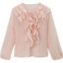 MISHOW Pink Ruffled Blouse for Woman 2025 Autumn New Elegant Sweet V-neck Lace-up Design Shirt Lantern Sleeves Top MXE49X2504