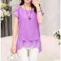 Womens Short Sleeve Chiffon Blouse Peplum Summer Tops Ladies Long Office Shirts Ruffle Blouse Femme 4XL 5XL