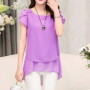 Womens Short Sleeve Chiffon Blouse Peplum Summer Tops Ladies Long Office Shirts Ruffle Blouse Femme 4XL 5XL