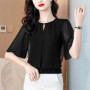 Summer Clothing Half Sleeve Chiffon Blouse 2025 New Fashion Loose Women Tops Solid Color Casual Pullovers Shirt