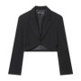 Spring Autumn Notched Collar Open stitching Cropped Blazer Black Fashion Women Long Sleeve High Waist Suits Fashion Outerwear