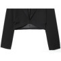 Spring Autumn Notched Collar Open stitching Cropped Blazer Black Fashion Women Long Sleeve High Waist Suits Fashion Outerwear