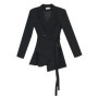 MYMX Spring Autumn Black Patchwork Waistband Blazer For Women Lapel Loose Long Sleeves Suit Jacket New