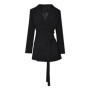 MYMX Spring Autumn Black Patchwork Waistband Blazer For Women Lapel Loose Long Sleeves Suit Jacket New