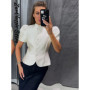 Elegant Lace Up Blazer Jacket Waist Cinching Irregular Hem V Neck Single Breasted Women's Suit Lady New Commute Fashion Clothing