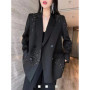 2024 Spring Autumn New Coat Suit Solid Color Popular Double Row Studded Diamond Sequin Loose Blazers