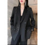 2024 Spring Autumn New Coat Suit Solid Color Popular Double Row Studded Diamond Sequin Loose Blazers
