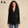 ULBYANRY - Lace Hem & Cuff Blazer, Black V Neck Slim Fit Suit Jacket for Women Office Party Evening Elegant Outfit