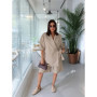 Casual Solid Blazer Shorts Women Suits Holiday Lapel Single Button Mock Pocket Coat Wide Leg Short Pants 2025 Summer Lady Suit