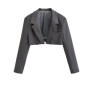 7 color Spring Autumn Lapel Collar Open stitching Cropped Blazer Women Long Sleeve High Waist Suits Fashion Outerwear