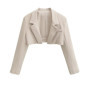 7 color Spring Autumn Lapel Collar Open stitching Cropped Blazer Women Long Sleeve High Waist Suits Fashion Outerwear