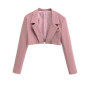 7 color Spring Autumn Lapel Collar Open stitching Cropped Blazer Women Long Sleeve High Waist Suits Fashion Outerwear
