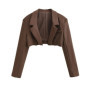 7 color Spring Autumn Lapel Collar Open stitching Cropped Blazer Women Long Sleeve High Waist Suits Fashion Outerwear