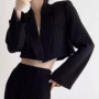 7 color Spring Autumn Lapel Collar Open stitching Cropped Blazer Women Long Sleeve High Waist Suits Fashion Outerwear