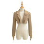 7 color Spring Autumn Lapel Collar Open stitching Cropped Blazer Women Long Sleeve High Waist Suits Fashion Outerwear