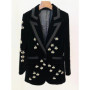 Black Velvet Blazer WomenDiamond Studded Pearl Bee Jacket for Party Wedding Wear Slim Fit Bee Diamond Studded Velvet Suits Coat