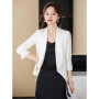 Women Blazer Flip Collar Sun Protection Plus Size Thin Side Slit One-Button Basic Newest Fitting Beading Spring Summer Ins Retro