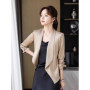 Women Blazer Flip Collar Sun Protection Plus Size Thin Side Slit One-Button Basic Newest Fitting Beading Spring Summer Ins Retro