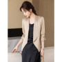 Women Blazer Flip Collar Sun Protection Plus Size Thin Side Slit One-Button Basic Newest Fitting Beading Spring Summer Ins Retro