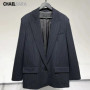 High Quality 2026 New Women's Classic Dark Blue Stripes Loose Suit Office Lady Long Sleeve Female Blazers