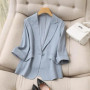 Women's Clothing Korean Style White Blazer Summer Loose Fit Waist Slimming Elegant Office Casual Comfortable New