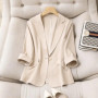 Women's Clothing Korean Style White Blazer Summer Loose Fit Waist Slimming Elegant Office Casual Comfortable New