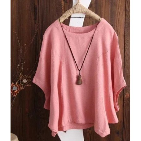 Cotton Linen Shirts Women Casual Solid Blouses Shirts Loose Tops Tunic Blusas Oversized T-Shirt Blouse Women Short Sleeve Shirt