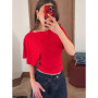 Chic Polka Dot Women's T-shirts Half Batwing Sleeve Slim Lace Up Short Tops 2026 Spring Summer Y2k Streetwear Woman Clothing