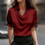 Solid Casual Loose Blouses For Women Fashion 2026 Summer Vintage Women's Oversized Shirts And Blouses Elegant Youth Female Tops