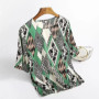 Fashion Floral Print Blouse Pullover Ladies Silk Satin Plus Size Batwing Sleeve Vintage T-shirt Casual Short Sleeve Tops