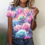 Fashion Women's T-Shirts 3d Print Floral Printing T Shirt Casual Tees Summer Clothing Basic Female y2K Tops Oversized Pullover