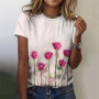 Flower Rose T Shirt For Women Funny Colorful 3D Printed Tees Summer Oversized Tops Short Sleeves Round Neck T-Shirts Streetwear