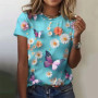 Flower Rose T Shirt For Women Funny Colorful 3D Printed Tees Summer Oversized Tops Short Sleeves Round Neck T-Shirts Streetwear
