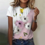 Flower Rose T Shirt For Women Funny Colorful 3D Printed Tees Summer Oversized Tops Short Sleeves Round Neck T-Shirts Streetwear