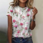 Flower Rose T Shirt For Women Funny Colorful 3D Printed Tees Summer Oversized Tops Short Sleeves Round Neck T-Shirts Streetwear