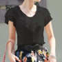 Women's Shirt Top Summer Top Casual Loose Short Sleeve Summer Short Sleeve Chiffon Solid Color Top Elegant OL Blouse