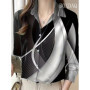 Women Shirt 2025 Autumn Clothes Women Vintage Blouses Office Lady Long Sleeve Blouse Button Up Lapel Shirts OL Print Womens Tops