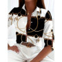 Elegant Ladies Fashion Blouse 2023 Spring & Autumn Digital Chain Printing Shirt Commuter Slim Office Women's Blouse S-5Xl