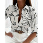 Elegant Ladies Fashion Blouse 2023 Spring & Autumn Digital Chain Printing Shirt Commuter Slim Office Women's Blouse S-5Xl