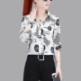 2023 Summer Women's Korean Fashion Printed Chiffon Shirt Ladies Half Sleeve Loose Casual Pullovers Female Elegant Blouse Tops
