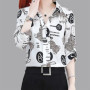2023 Summer Women's Korean Fashion Printed Chiffon Shirt Ladies Half Sleeve Loose Casual Pullovers Female Elegant Blouse Tops