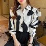 New Spring Women Blouse Fashion Office Ladies Printed Shirts Tops Blusa Mujer